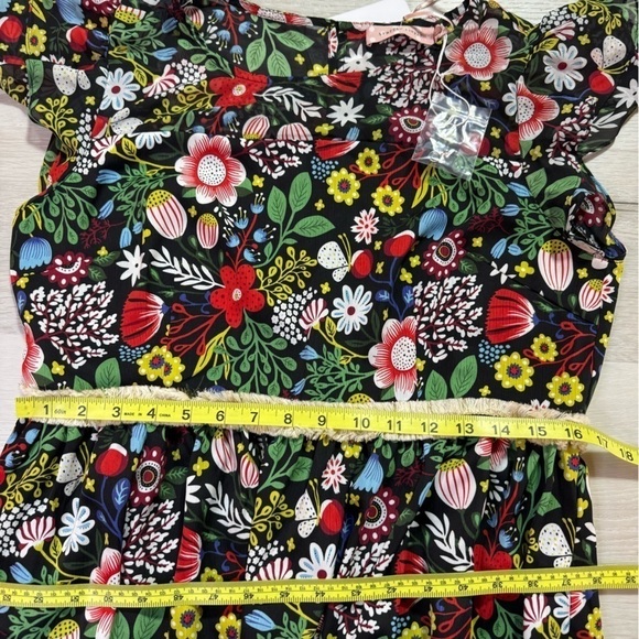 NWT Traffic People Floral Fringe Maxi Dress, Black, Multi, Size XL - Picture 14 of 16